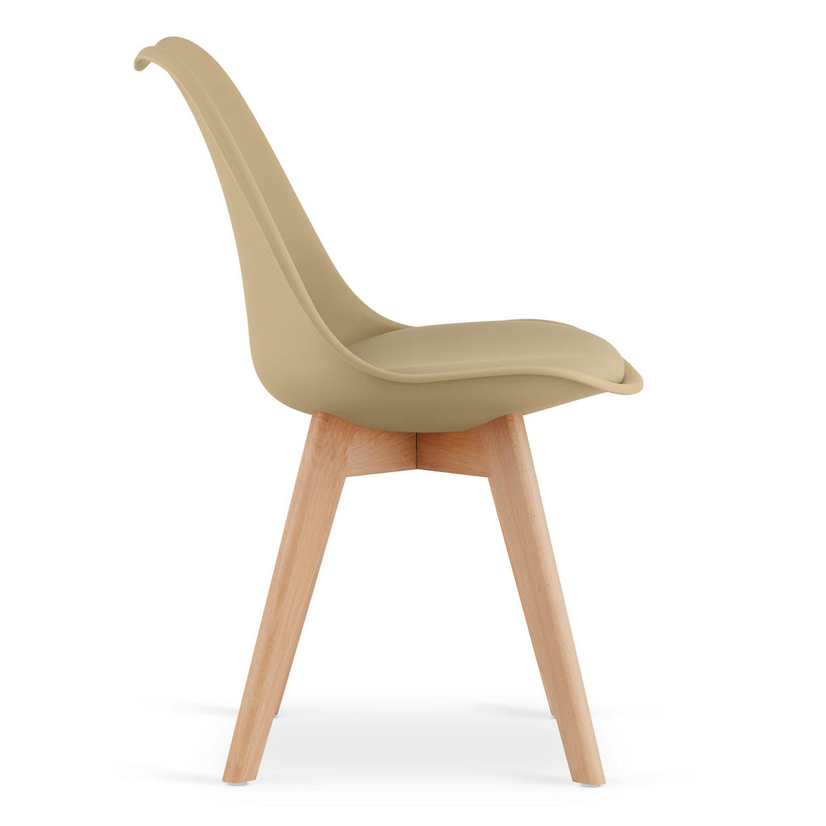 ESSZIMMERSTUHL RIKX dunkelbeiger Sitz, natürliche Beine - Beige/Naturfarben, Kunststoff (49/82/43cm) - Valora