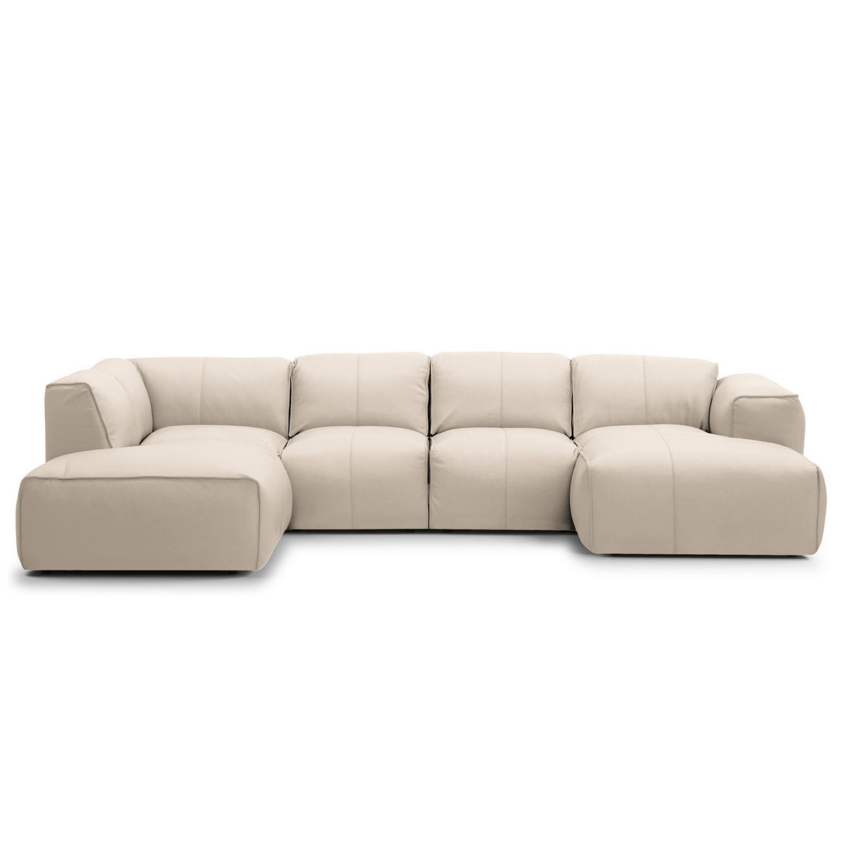 WOHNLANDSCHAFT mit Longchair - Hellgrau/Schwarz, Leder/Kunststoff (325/71/235cm) - home24