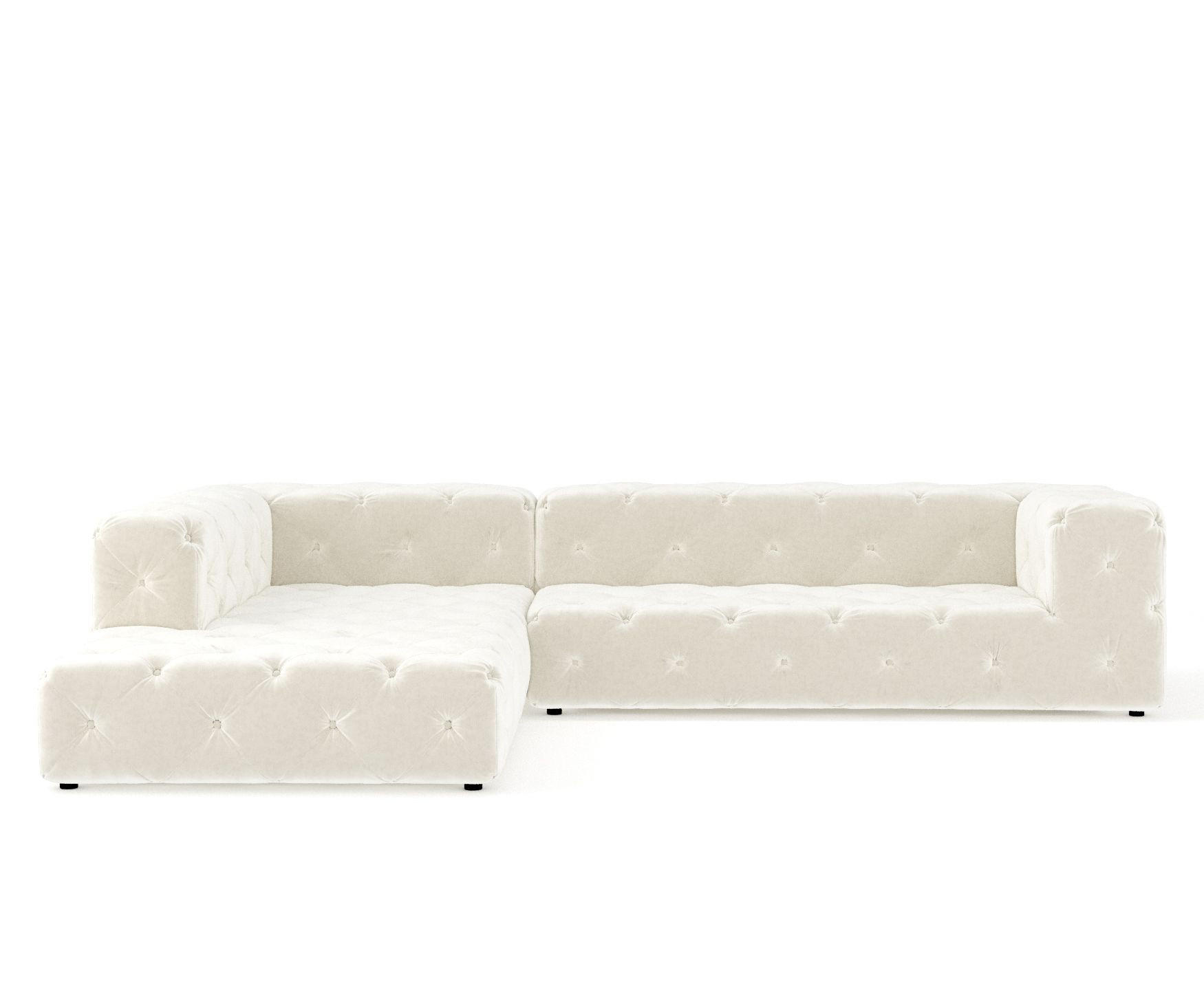 ECKSOFA Cosimo Creme Samtstoff - Creme/Schwarz, Holz/Holzwerkstoff (325/228cm) - Maison de Reve