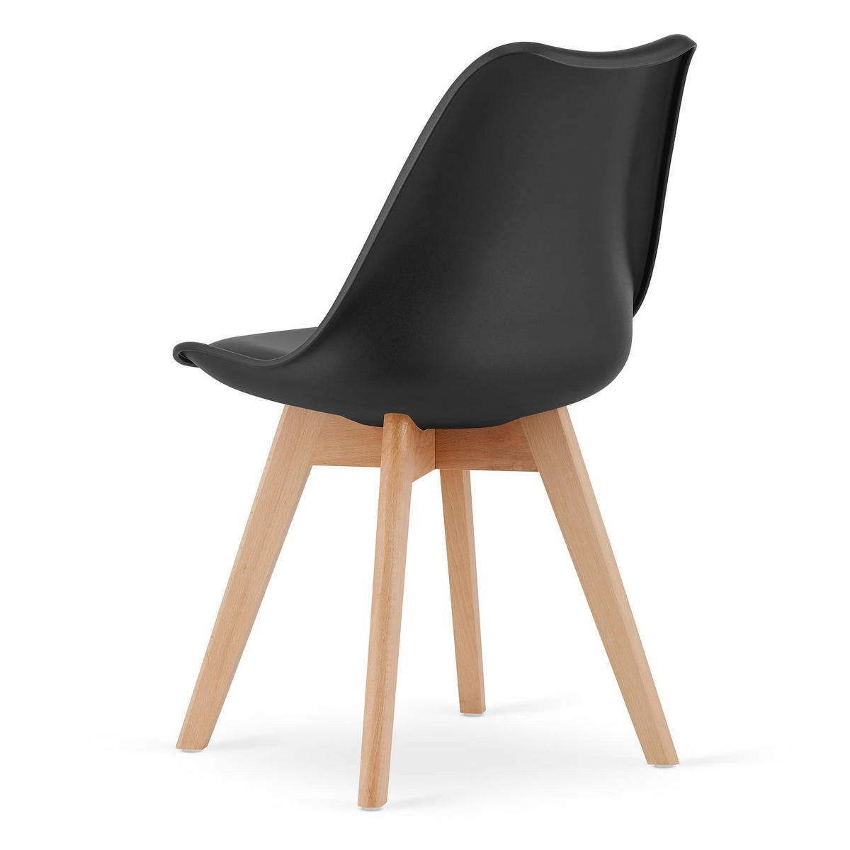 STUHL DOZZA 4-er Set, Schwarz Kissen aus Kunstleder - Schwarz, Holz/Kunststoff (49/82/43cm) - Komodee