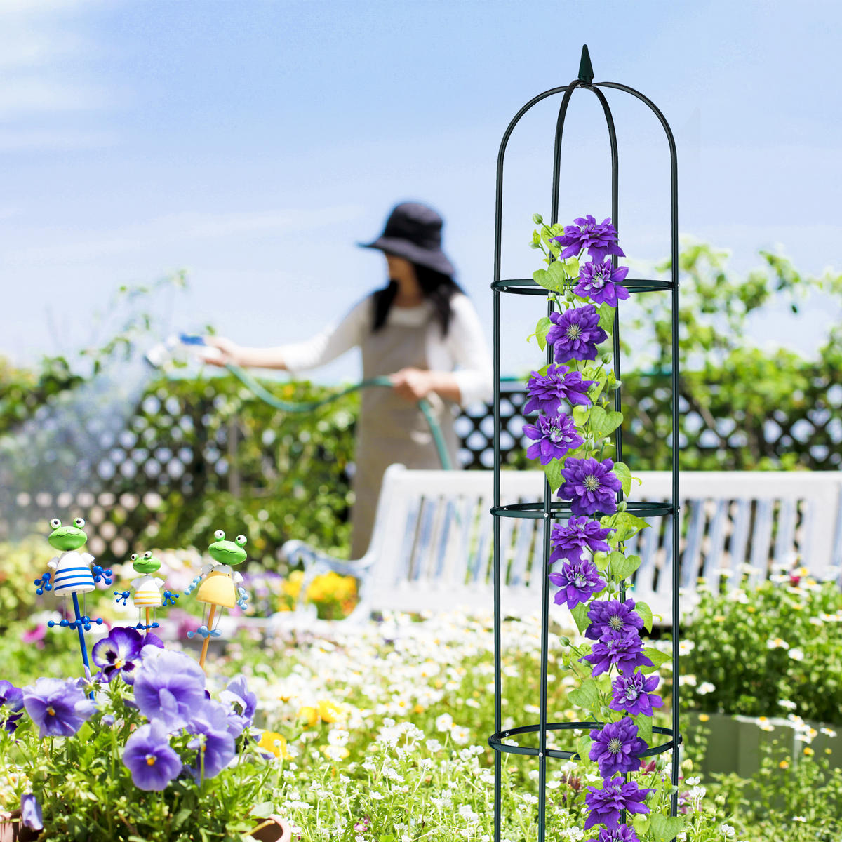 RANKHILFE - Dunkelgrün, Metall (40/188/40cm) - Relaxdays