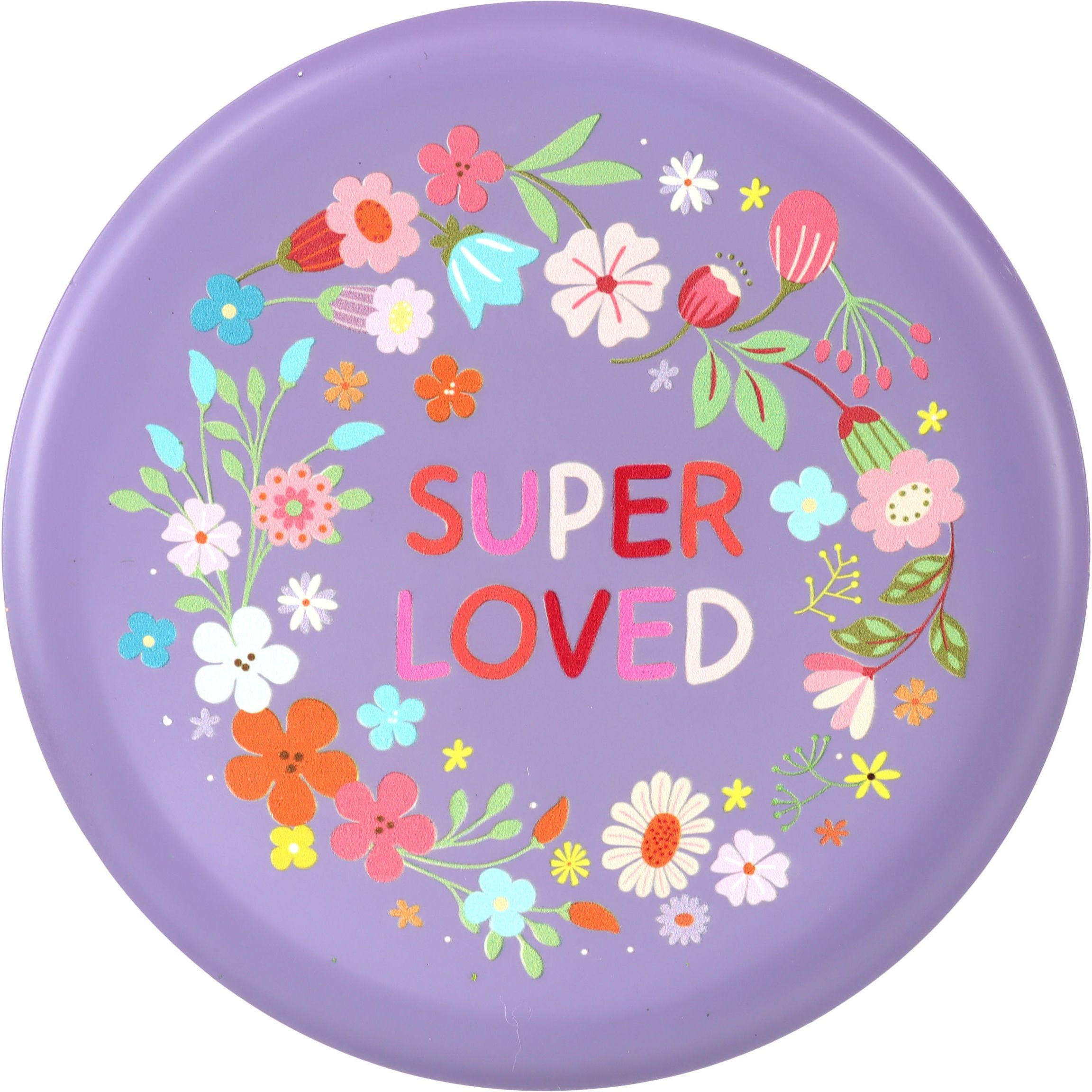 DEKOTELLER & -TABLETTS Super Loved 33/33/1,5 cm - Lila, Metall (33/1.5cm) - FURNARO