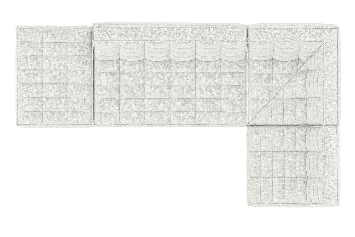 ROHOVÁ SEDAČKA modulární ve tvaru L s taburetem, plyšová tkanina Pop, Ice, Pravá strana, LAZY L s taburetem - bílá, dřevo (333/173cm) - Kaiser Möbel