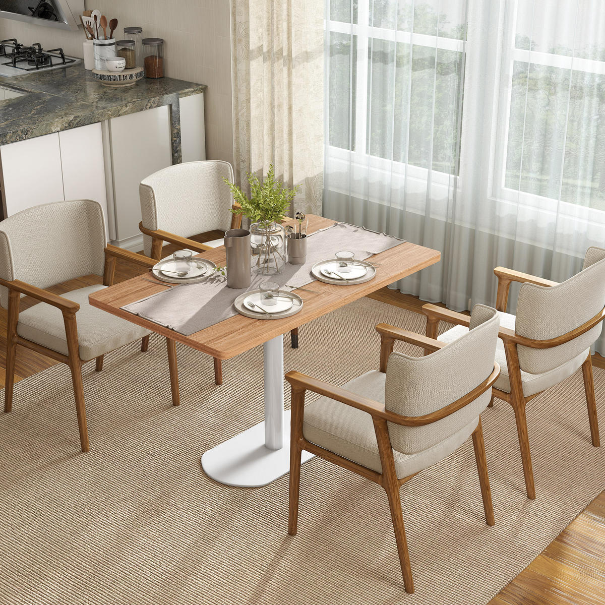 RECHTECKIGER Esstisch für 6 Personen 120/70/75 cm Weißeiche - Eichefarben, Kunststoff (70/120/75cm)