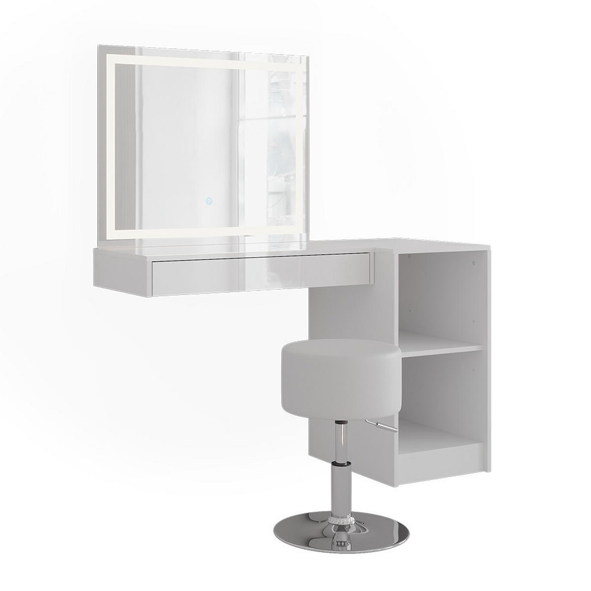 SCHMINKTISCH Sherry Weiß/Weiß Hochglanz 120 cm 4 Teile - Weiß Hochglanz, Holzwerkstoff (120/76/50.1cm) - Vicco