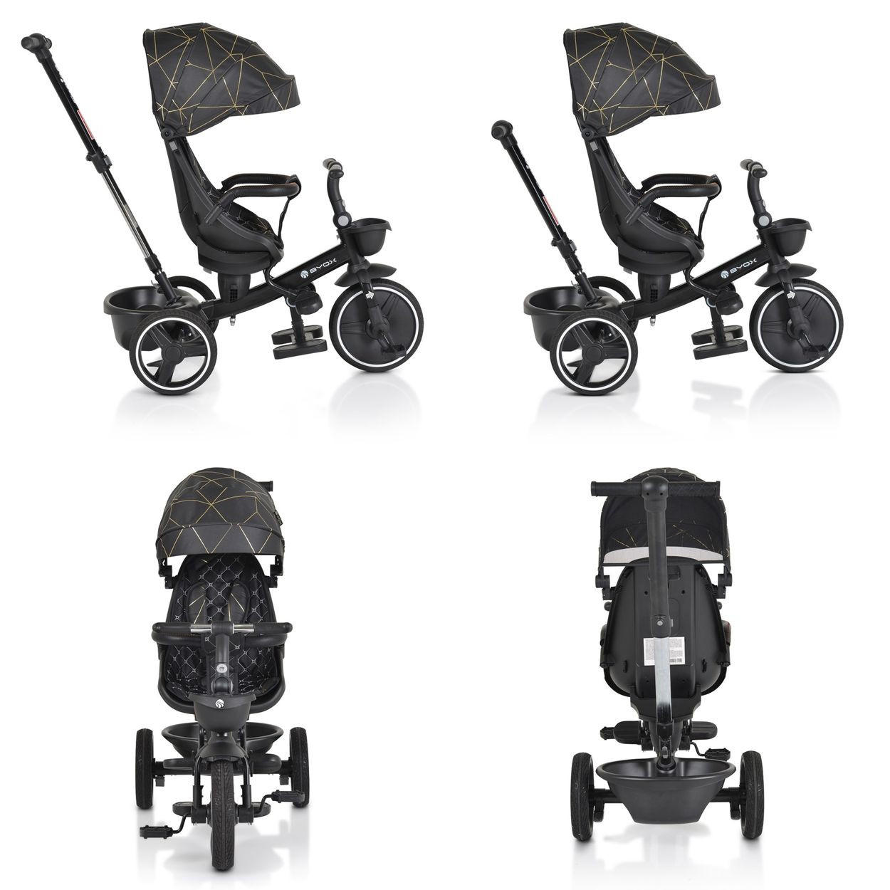 DREIRAD TRICYCLE Fusion schwarz verstellbar PU-Reifen drehbarer Sitz Schiebestange - Schwarz, Metall (90/49/94cm)