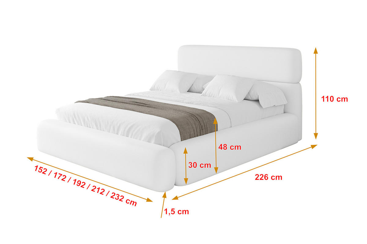 POLSTERBETT mit Bettkasten und Lattenrost, Boxbett ohne Matratze - ENORA 180x200 Weiß Kunstleder - Weiß Hochglanz, Holzwerkstoff/Textil (180/200cm) - ALTDECOR