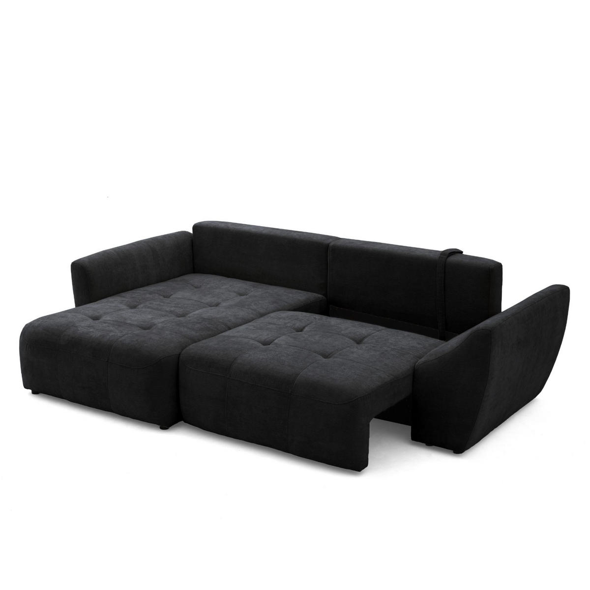 ECKSOFA NICE L Links mit Schlaffunktion 137x204 Chenille Anthrazit - Anthrazit/Schwarz, Holz/Textil (260/165cm) - Muffo