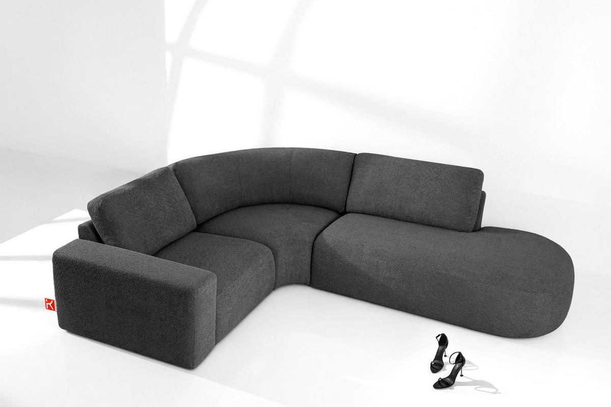 ECKSOFA RECHTS ZUCCO, Graphit - Graphitfarben, Holz/Holzwerkstoff (224/293cm) - KONSIMO®