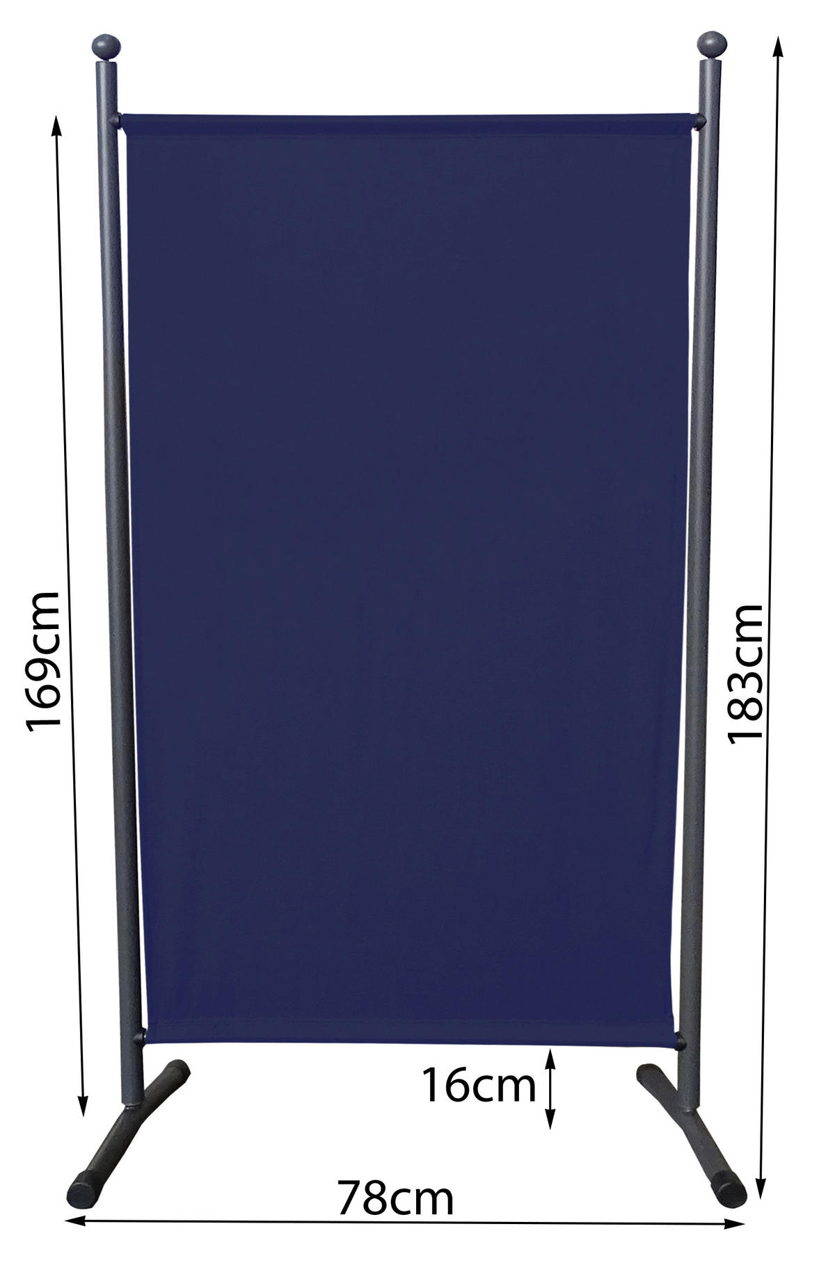 PARAVENT 1-tlg. 180x78 cm Blau - Blau, Metall (78/180cm) - QUICK STAR