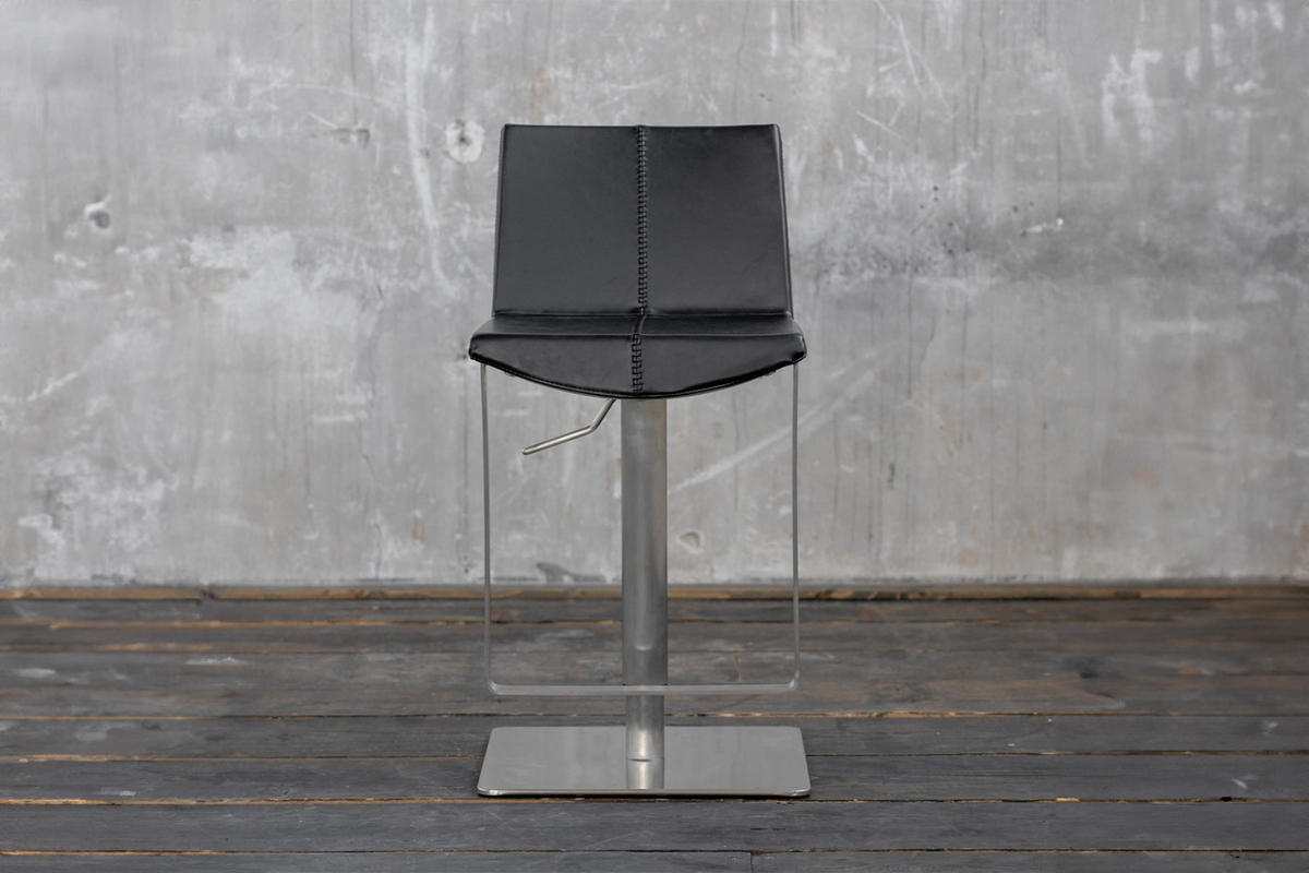 BARHOCKER FES Schwarz Kunstleder - Schwarz, Leder (42/85/51cm) - KAWOLA