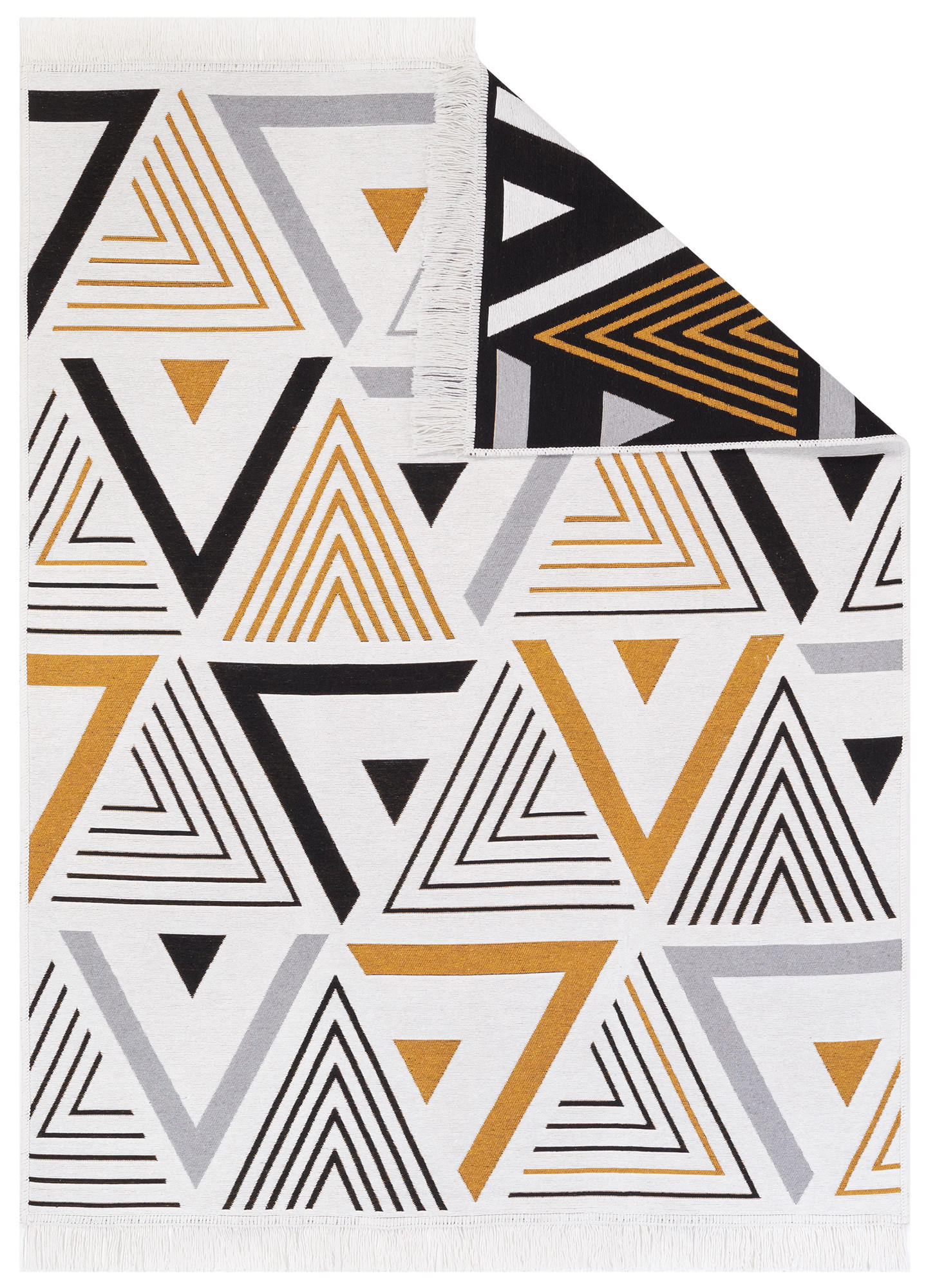 TEPPICH AZTECA Grau Dunkelblau Gelb 80/300 cm - Gelb/Dunkelblau, Naturmaterialien (80/300cm) - Tapiso