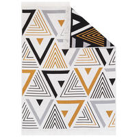 TEPPICH AZTECA Grau Dunkelblau Gelb 80/200 cm - Gelb/Dunkelblau, Naturmaterialien (80/200cm) - Tapiso