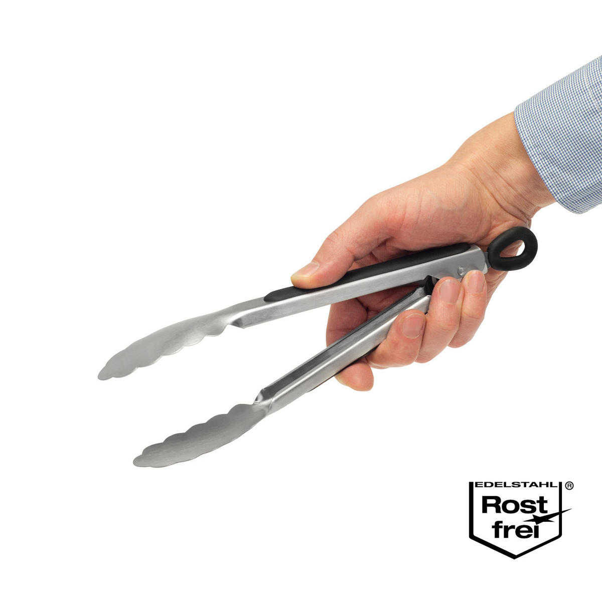 GRILLZANGEN 2er-Set, schwarz - Edelstahlfarben, Metall (44.5cm) - bremermann