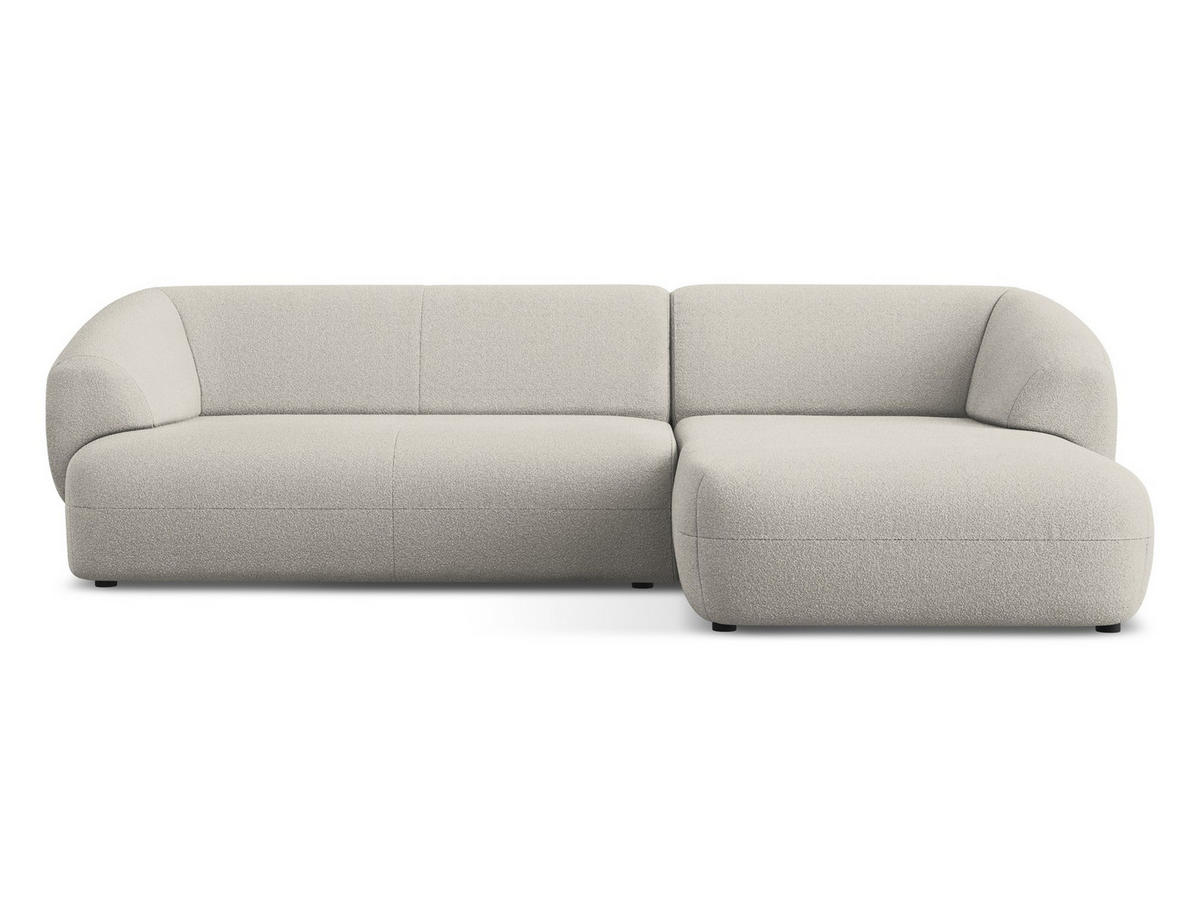 ECKSOFA Rechts Bouclé Stoff Beige - Beige/Schwarz, Kunststoff/Textil (280/156cm) - Makamii