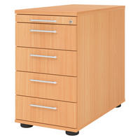 STANDCONTAINER - mit 4 Schubladen 80/42,8/72 cm in Buchefarben Relinggriff (Kunststoff) - Buchefarben, Holzwerkstoff (42.8/72/80cm) - bümö