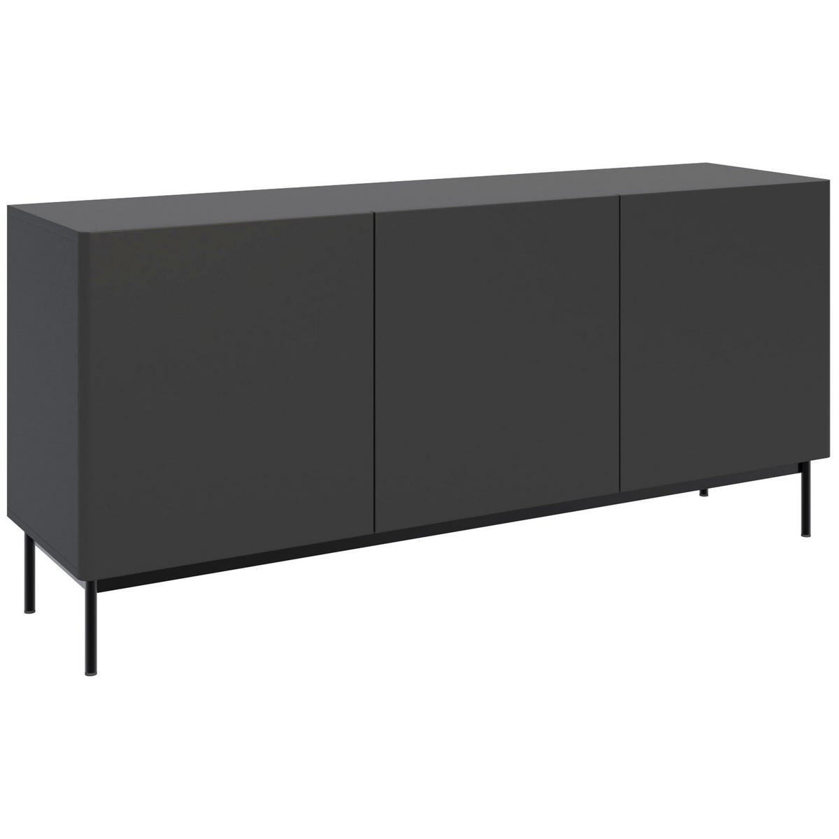 TV-STOLEK Olio vysoký 3-dveřový černý 160 cm - černá, kov/kompozitní dřevo (160/72/38.6cm) - Selsey