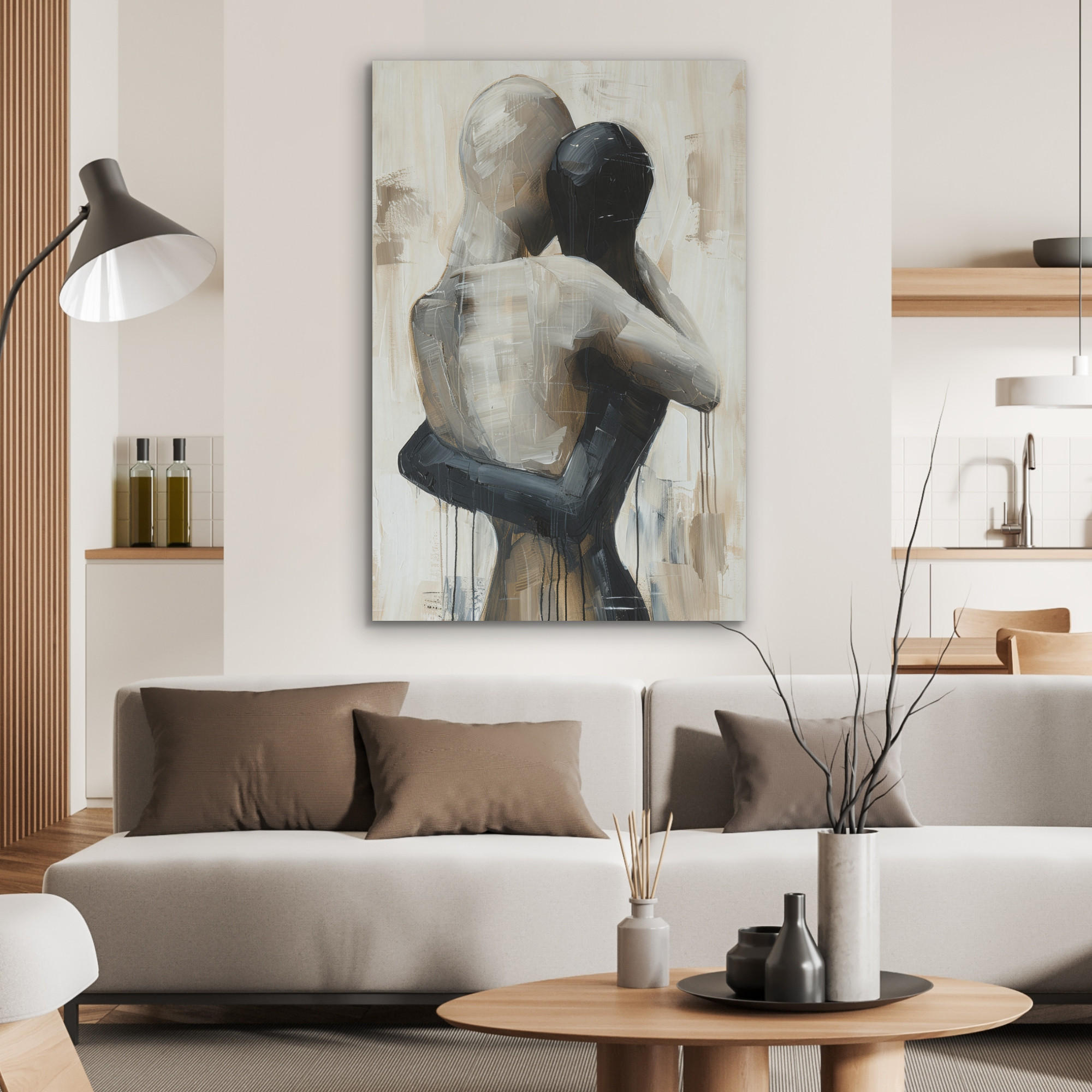 AKUSTIKPANEEL Abstrakt - Liebe - Schwarz und weiß - Modern 70x100 cm - Schwarz, Textil (70/0.9/100cm) - MuchoWow