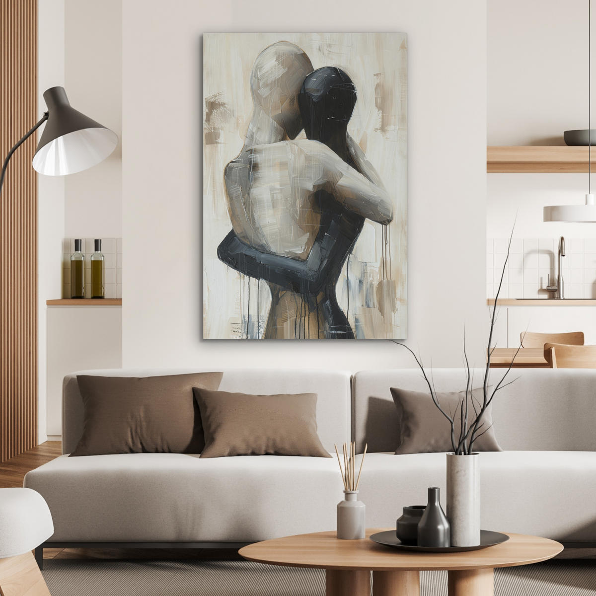AKUSTIKPANEEL Abstrakt - Liebe - Schwarz und weiß - Modern 70x100 cm - Schwarz, Textil (70/0.9/100cm) - MuchoWow