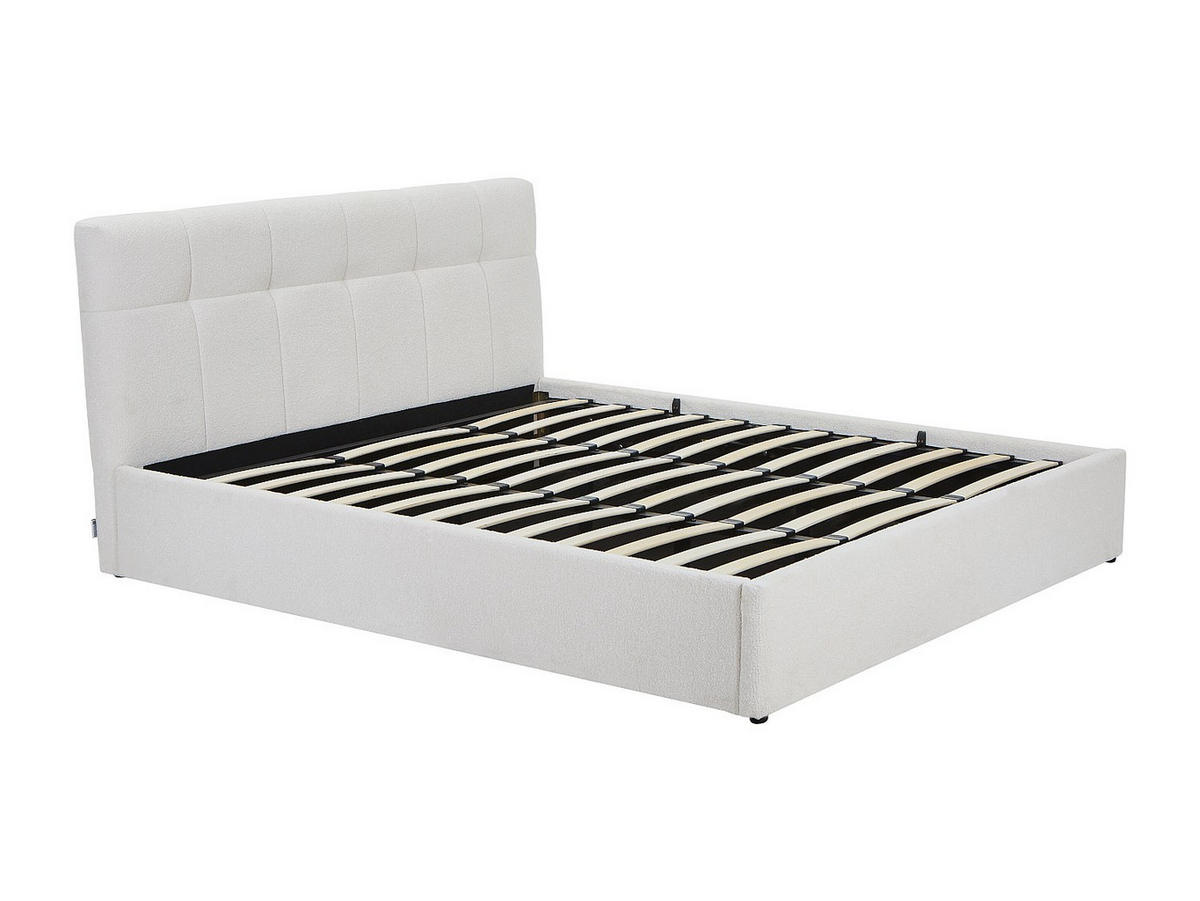 BETT mit Bettkasten - 2 Personen - stoff - weiß Maziri - Weiß, Textil (180/200cm) - Vente-Unique