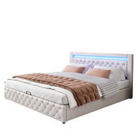 POLSTERBETT mit PU-Bezug 160x200 cm Weiß mit Bettkasten, Lattenrost und LED-Beleuchtung - Weiß, Leder (160/200cm) - IVMEU