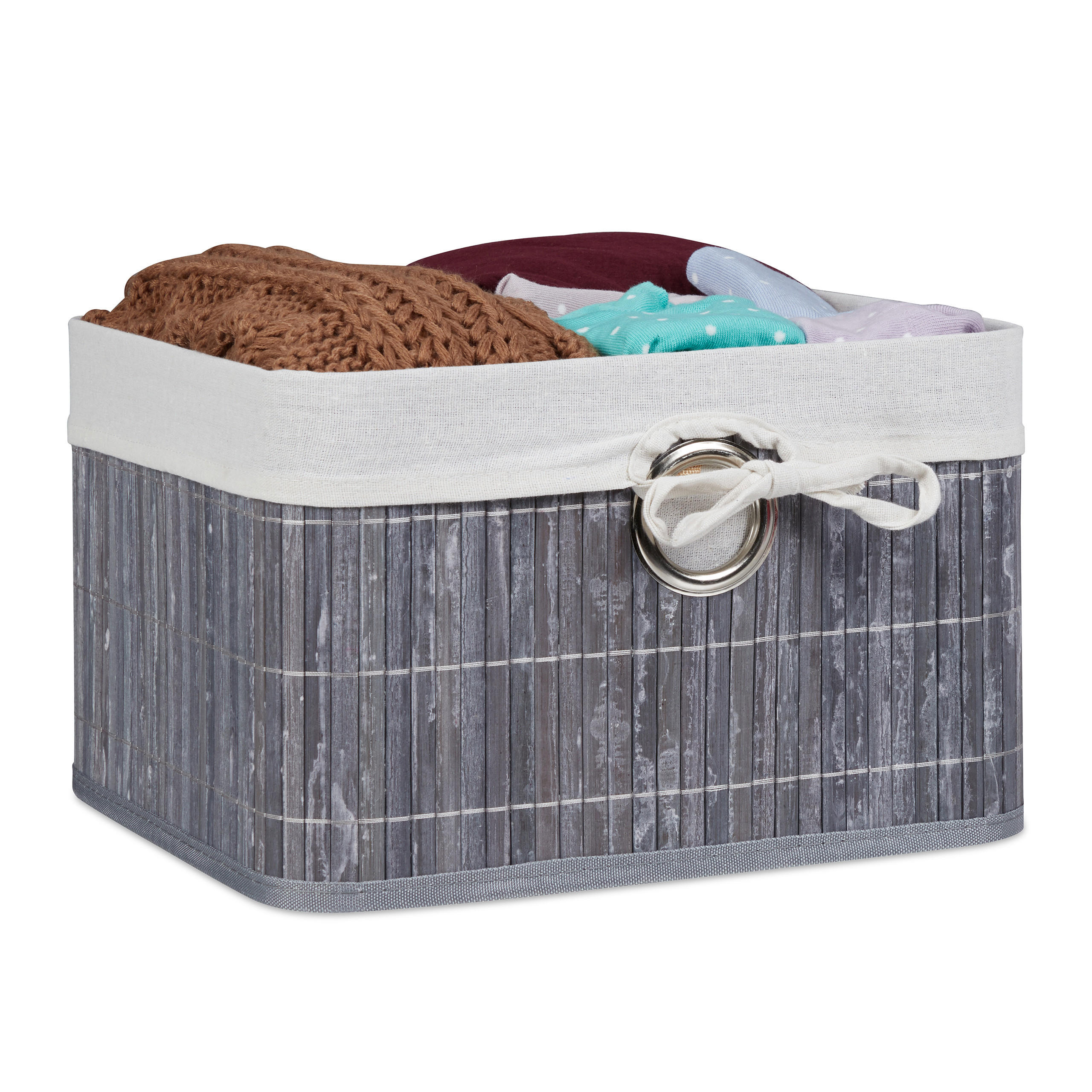 Relaxdays KOŠ Šedý bambus skládací 31 cm