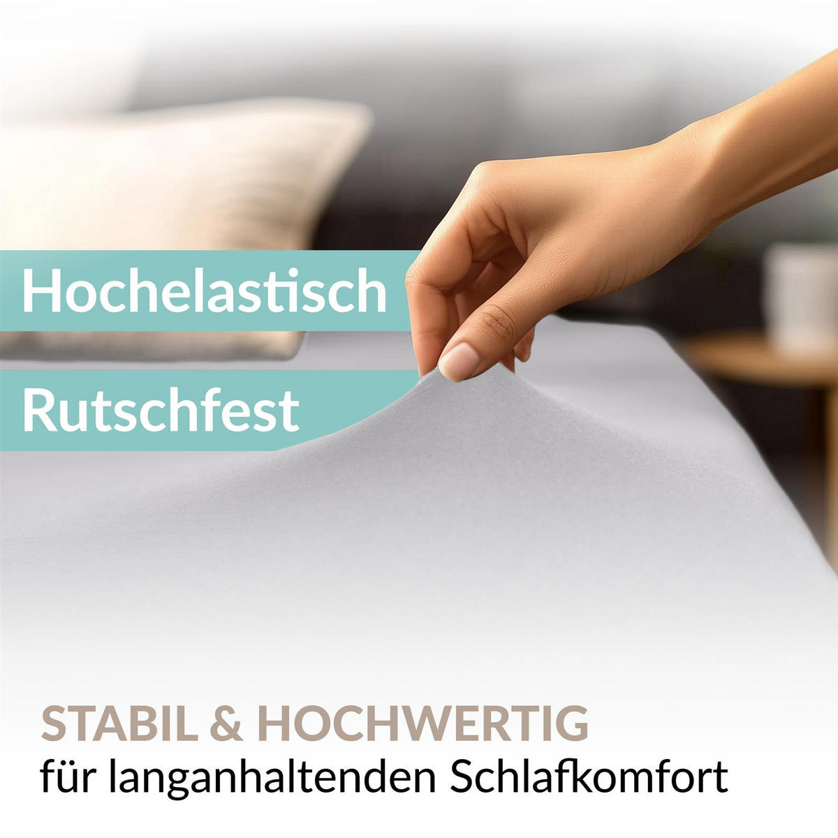 JERSEY-SPANNBETTTUCH 180x200 - 200x200 Große Bettlaken aus 100% Baumwolle, Spannbettlaken Laken Uni Silber - Silberfarben, Textil (200/200cm) - Carpe Sonno