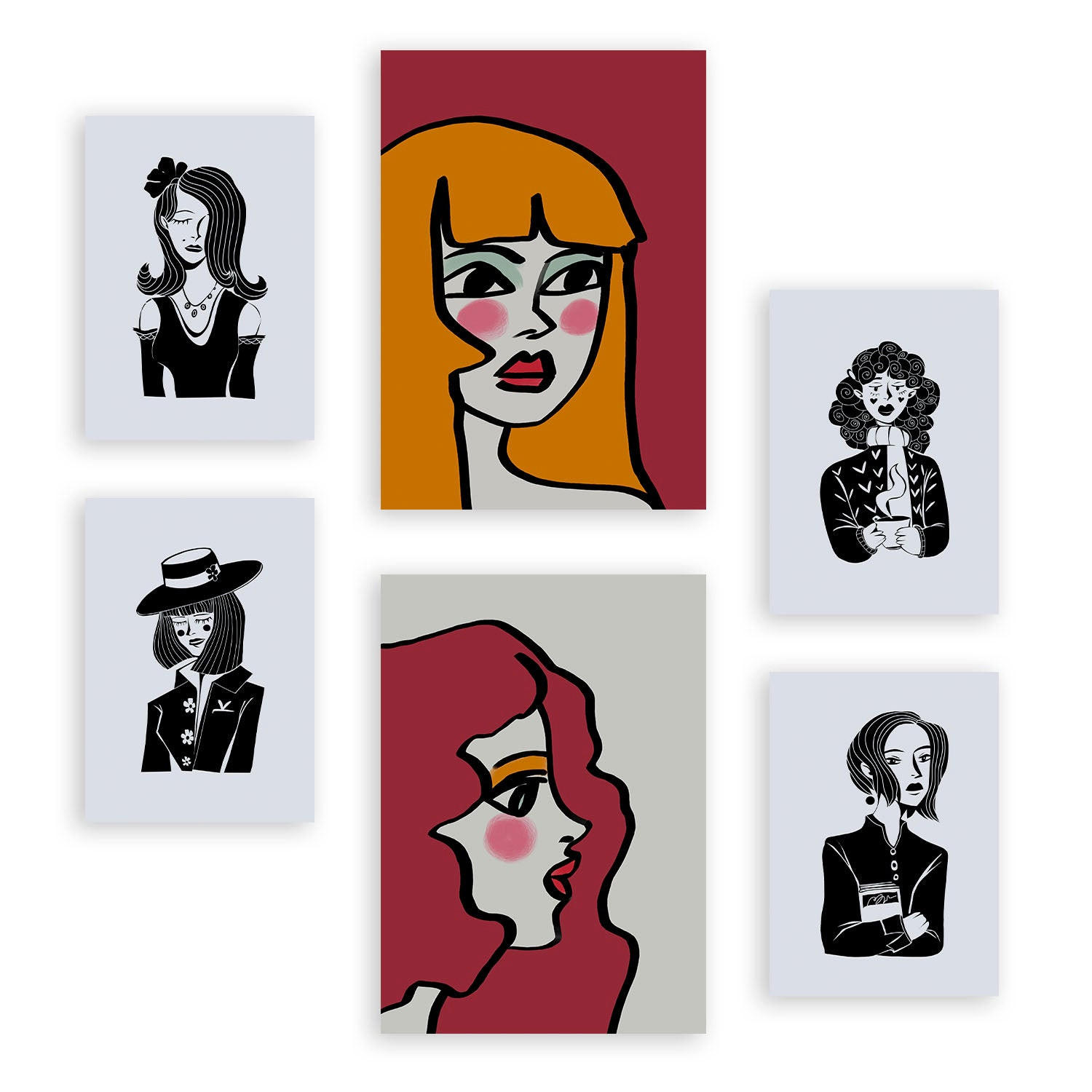 POSTER Set Mit 6 Sate Beauty In Weibliche Zusammenfassung A3 & A4 Rahmenlos - Klar, Papier (29/3cm) - Nacnic