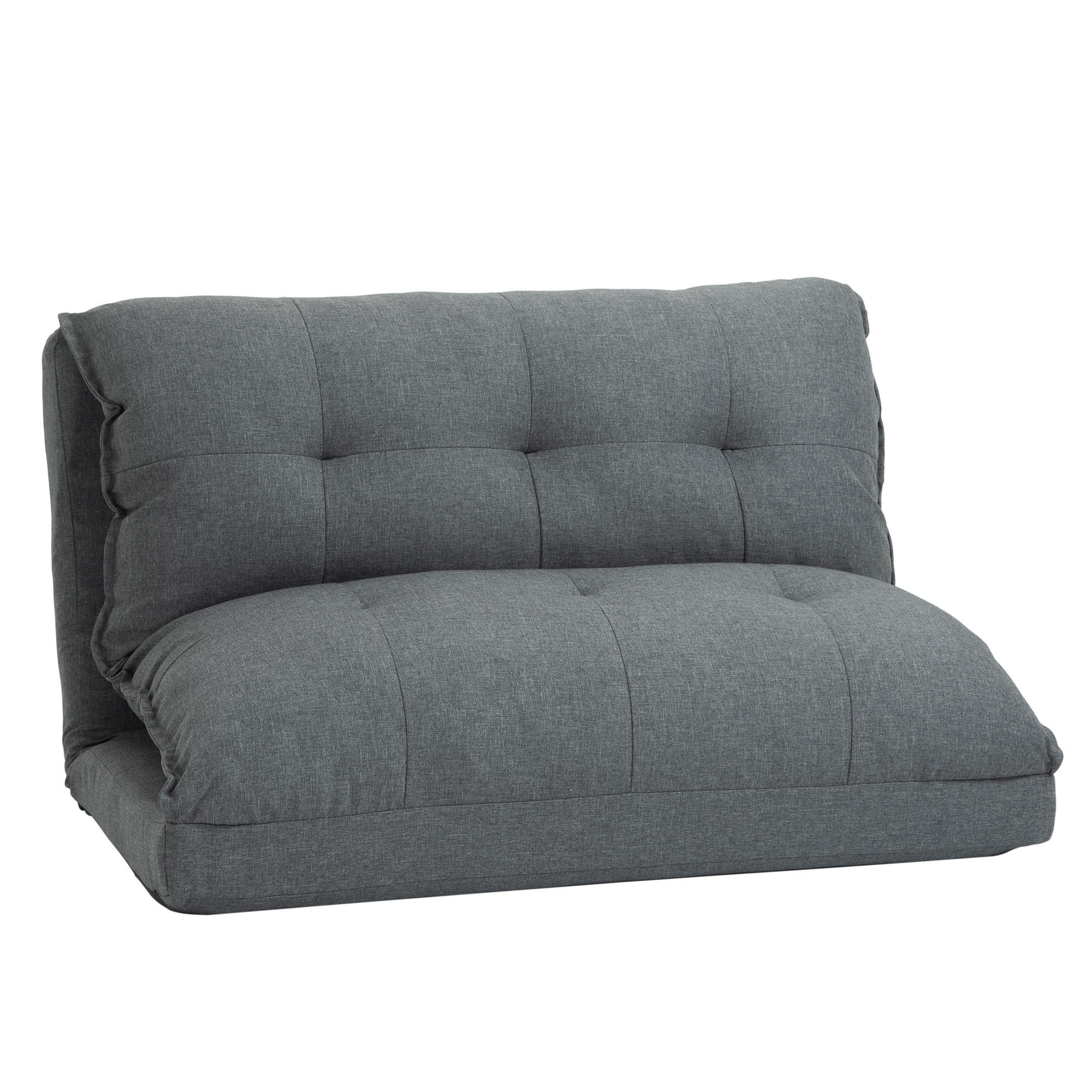 BODENSTUHL 2-in-1 Bodensessel Bett mit Rückenlehne 13 Positionen Verstellbar - Grau, Metall (71/54/100cm) - HOMCOM
