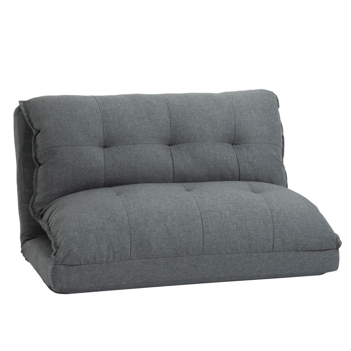 BODENSTUHL 2-in-1 Bodensessel Bett mit Rückenlehne 13 Positionen Verstellbar - Grau, Metall (71/54/100cm) - HOMCOM