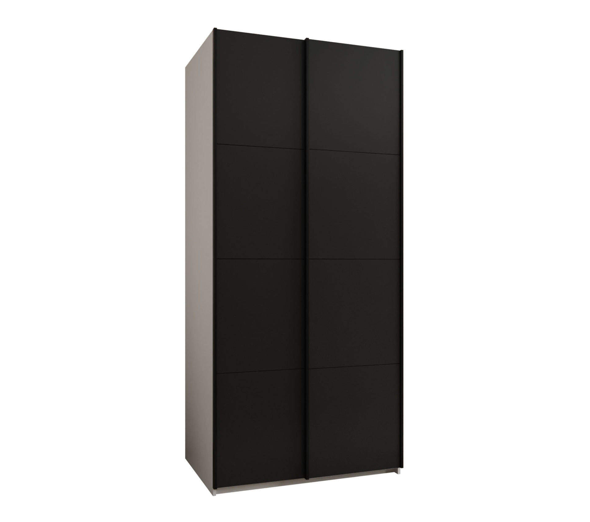 Abiks Möbel SCHWEBETÜRENSCHRANK Weiß, Schwarz, Schwarz 100cm × 64cm × 245cm