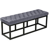 SITZBANK 120/37 cm Samt grau - Schwarz/Grau, Textil/Metall (120/42/37cm) - CLP