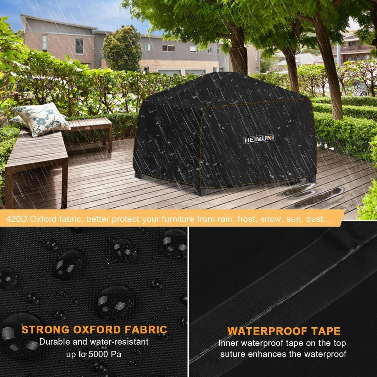 GRILLABDECKUNG 61 x 48 x 34 cm Wetterfest für Ninja Woodfire - Schwarz, Kunststoff (1/1/1cm)