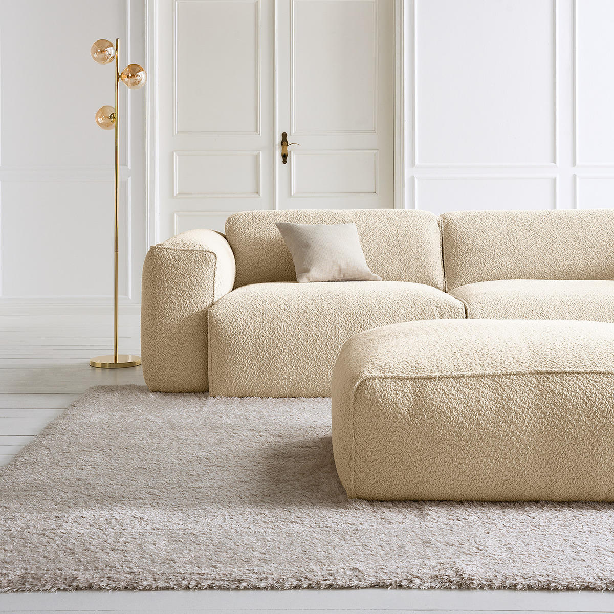 3-SITZER SOFA - Beige/Schwarz, Kunststoff/Textil (251/71/102cm) - home24