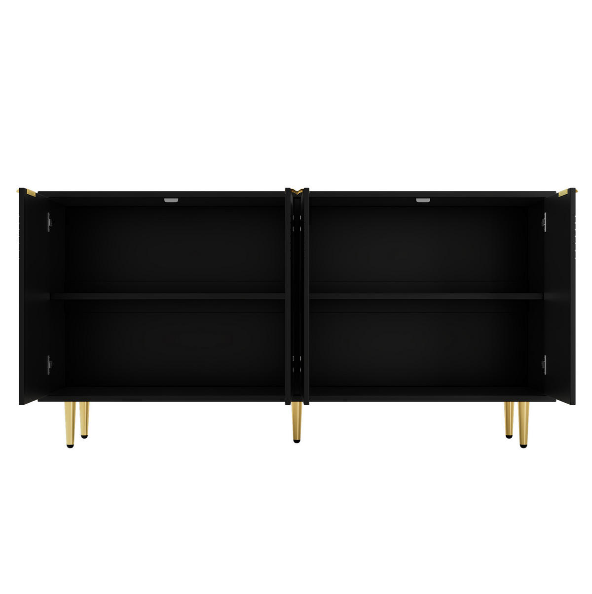 SIDEBOARD 160/40/80 cm in Schwarz mit 4 Türen und verstellbaren Einlegeböden - Schwarz, Holzwerkstoff (160/80/40cm) - Flora Grace