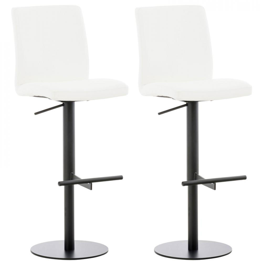 BARHOCKER 2er Set Lederlook Weiß - Schwarz/Weiß, Textil/Metall (40/93/49cm) - CLP