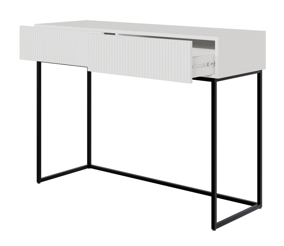 KONSOLENTISCH Veldio Weiß mit schwarzen Beinen 110 cm - Schwarz/Weiß, Holzwerkstoff/Metall (110/79/40cm) - Selsey
