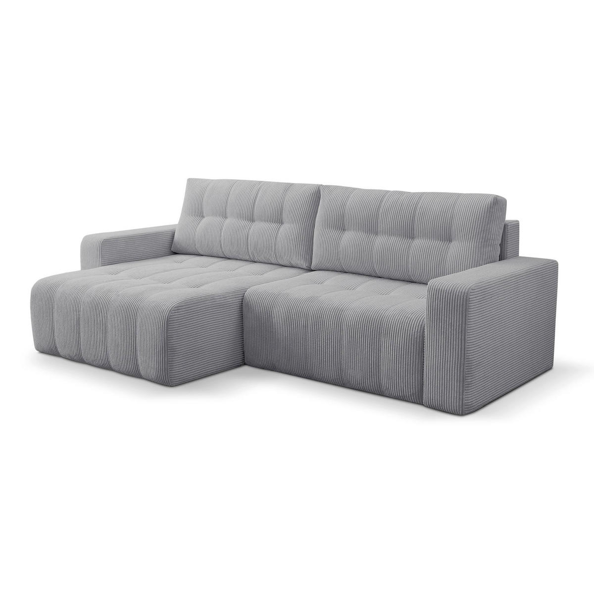 ECKSOFA Maillo Hellgrau Cord - Hellgrau/Schwarz, Kunststoff/Textil (245/143cm) - Selsey