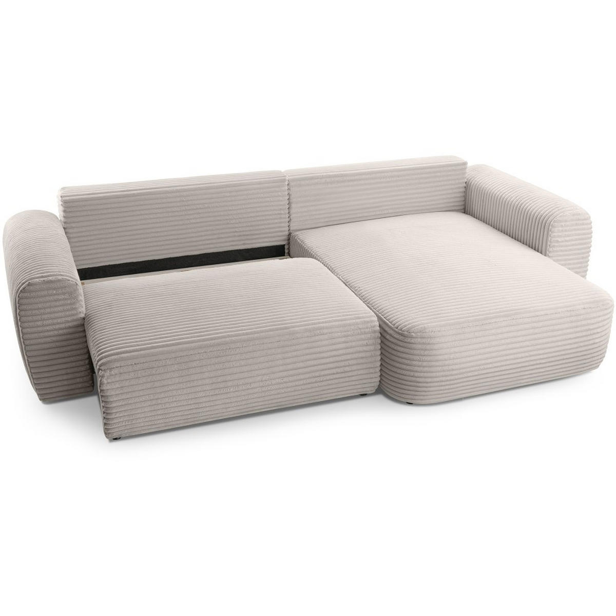 ECKSCHLAFSOFA Harmonia Hellgrau rechts - Hellgrau/Schwarz, Textil (297/169cm) - Beautysofa