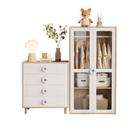 KLEIDERSCHRANK-SET 80/50/150 cm in Weiß/Natur mit 4 Schubladen und Acryltüren - Naturfarben, Holzwerkstoff (160/150/50cm) - BEAOK
