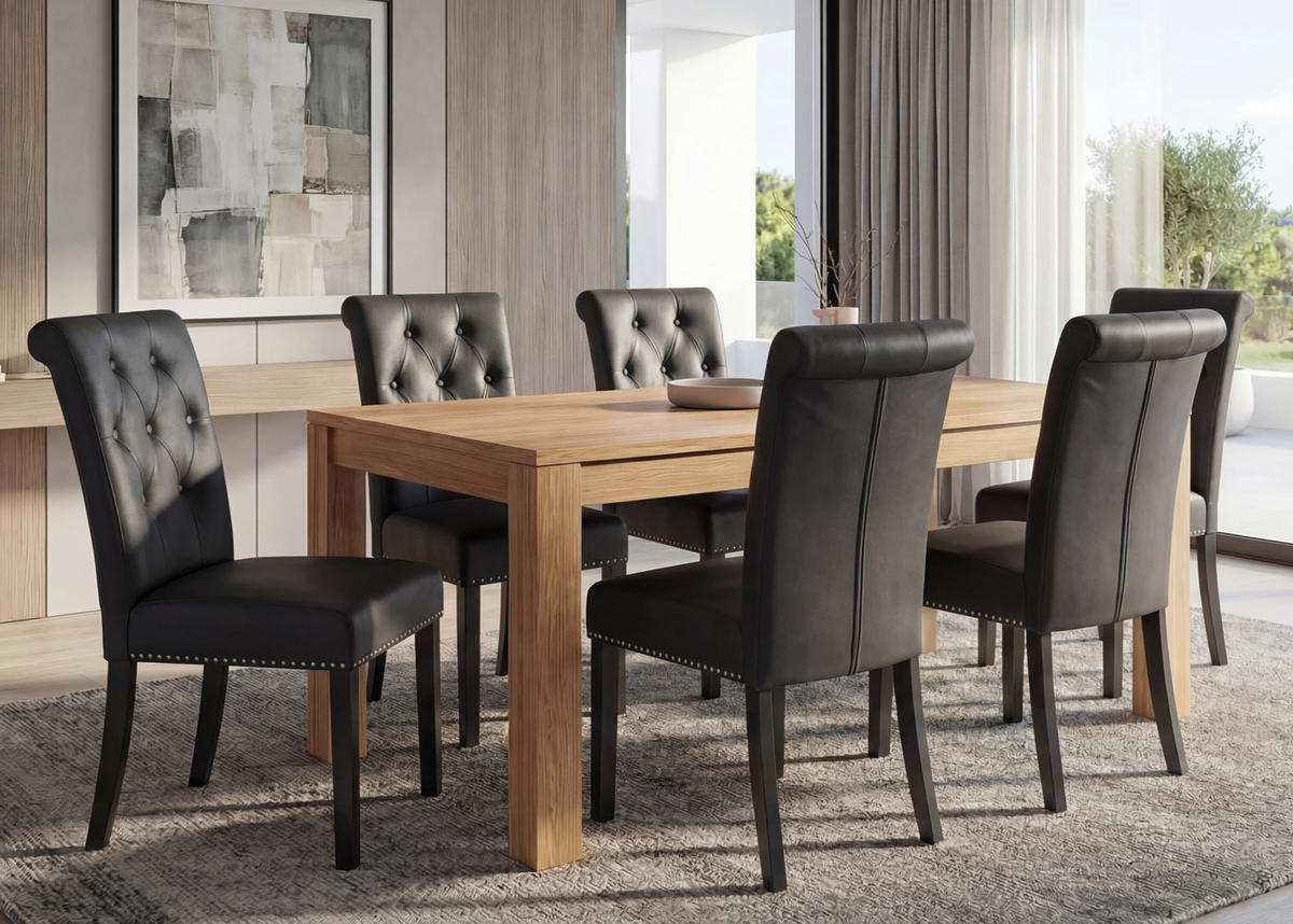 ESSZIMMERSTUHL FIELD Schwarz, Dunkelbraun 6er-Set - Dunkelbraun/Schwarz, Textil (47/98/62cm) - MCW