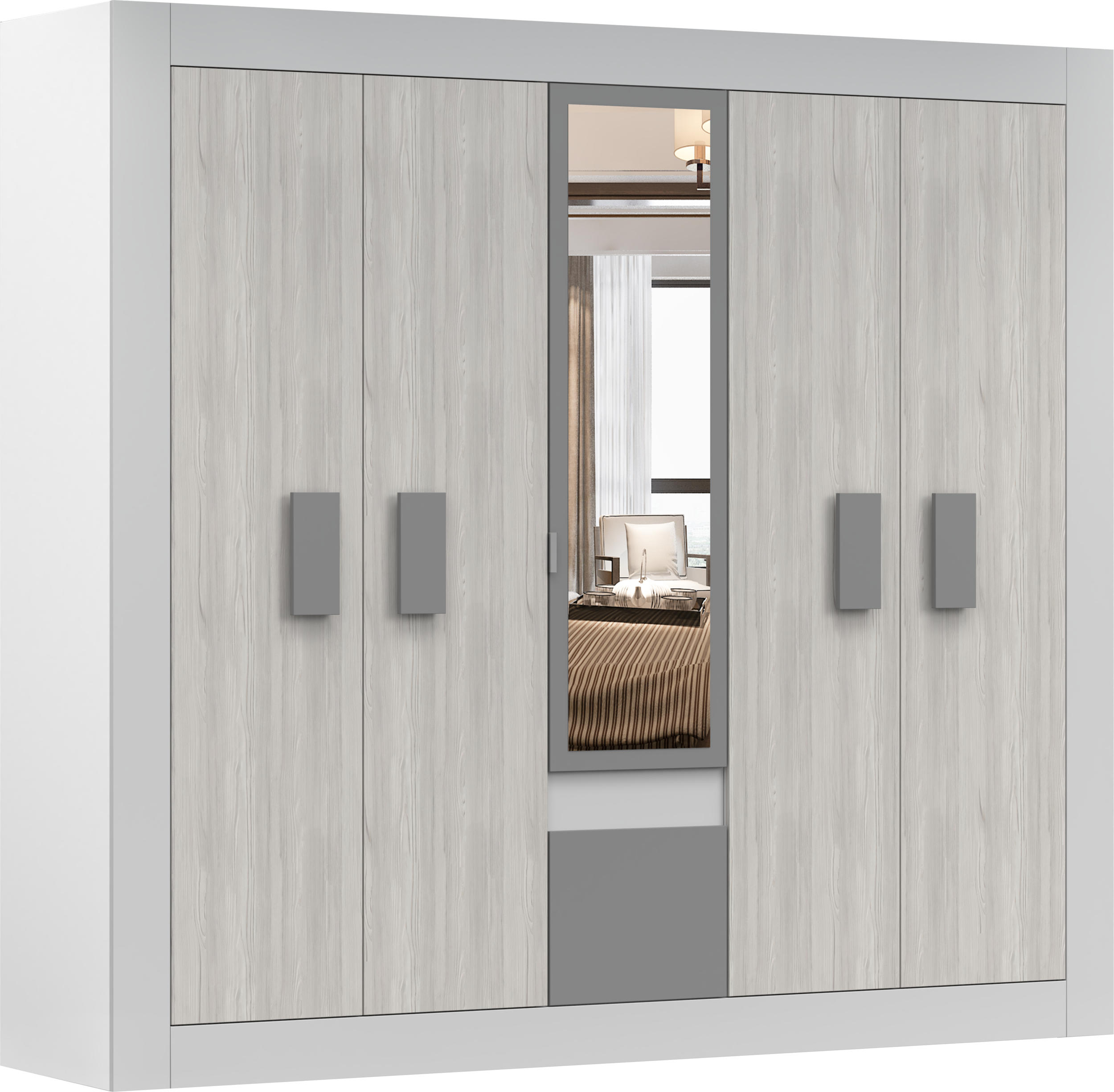 DREHTÜRENSCHRANK - Hiliar (Weiß) - Weiß, Holzwerkstoff/Metall (231/210/57cm) - Möblo