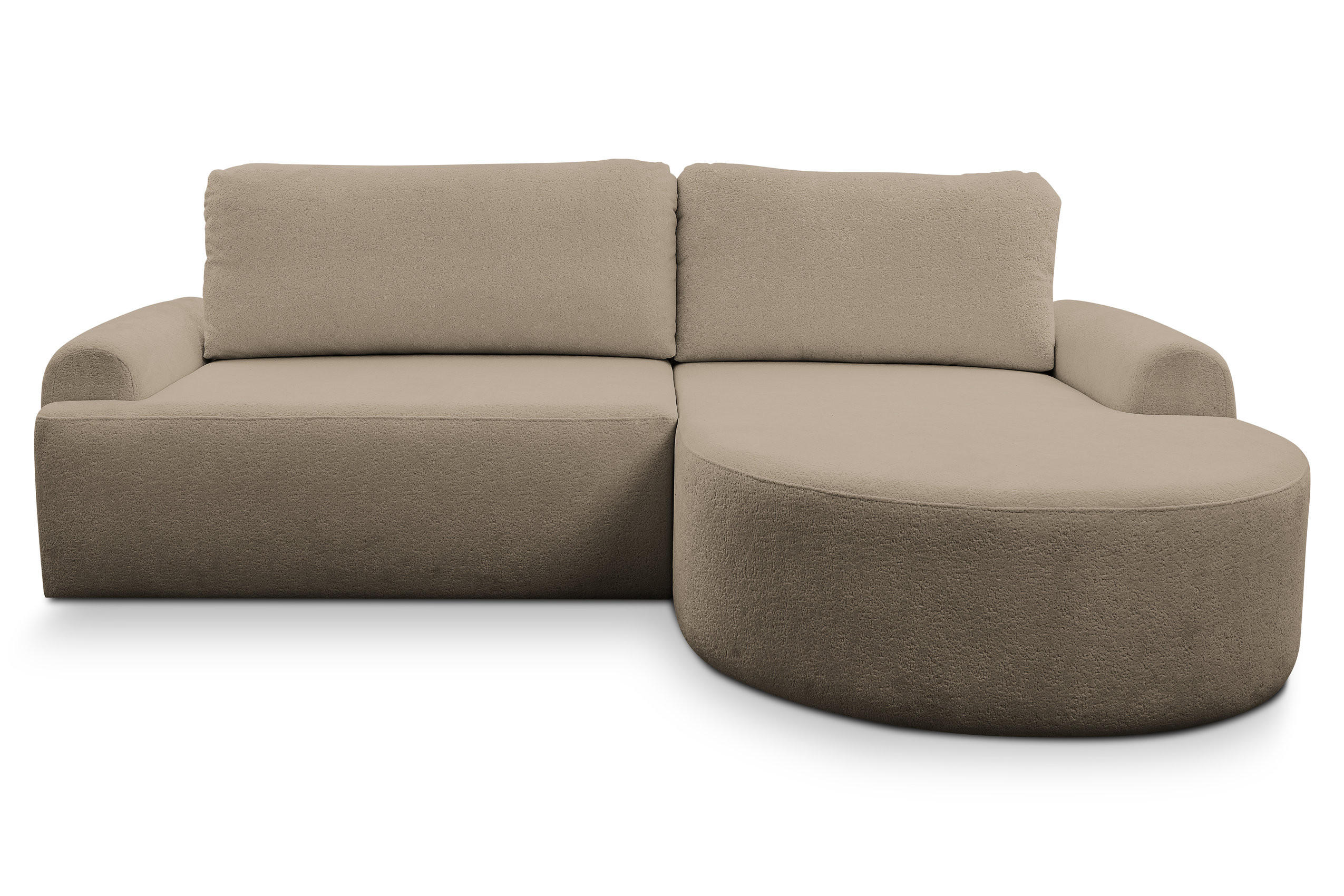 ECKSOFA Dream in L-Form mit Schlaffunktion und Bettkasten, Farbe: Braun, Bouclé-Stoff, Ottomane Rechts - Braun, Textil (260/136cm) - VENASI MÖBEL