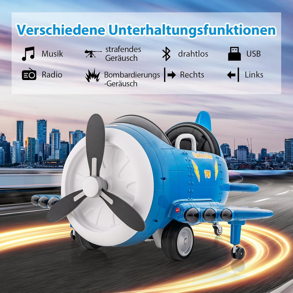 ELEKTROAUTO Kinder Blau - Blau, Kunststoff (100/62/124cm) - COSTWAY