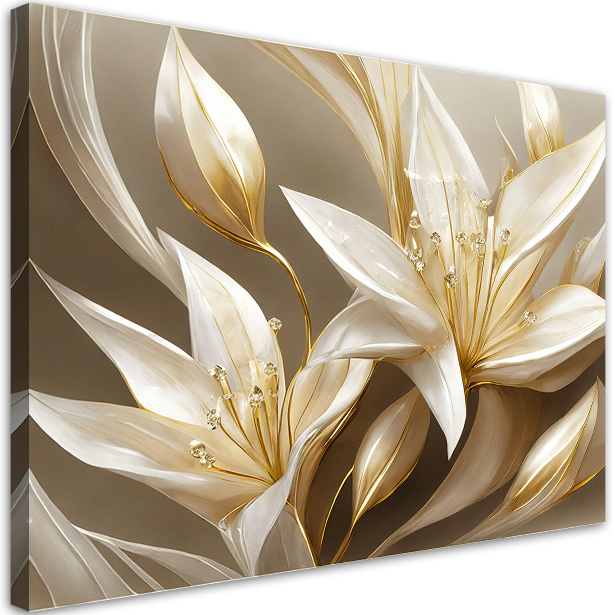 WANDBILD lilien in gold - Goldfarben, Textil (60/40cm) - Feeby