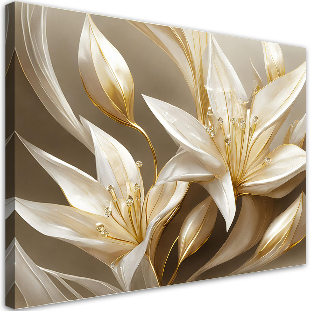 WANDBILD lilien in gold - Goldfarben, Textil (60/40cm) - Feeby