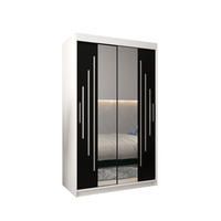 SCHWEBETÜRENSCHRANK 200/120/62 2-türig - Silberfarben/Schwarz, Holz/Kunststoff (120/200/62cm) - Abiks Möbel