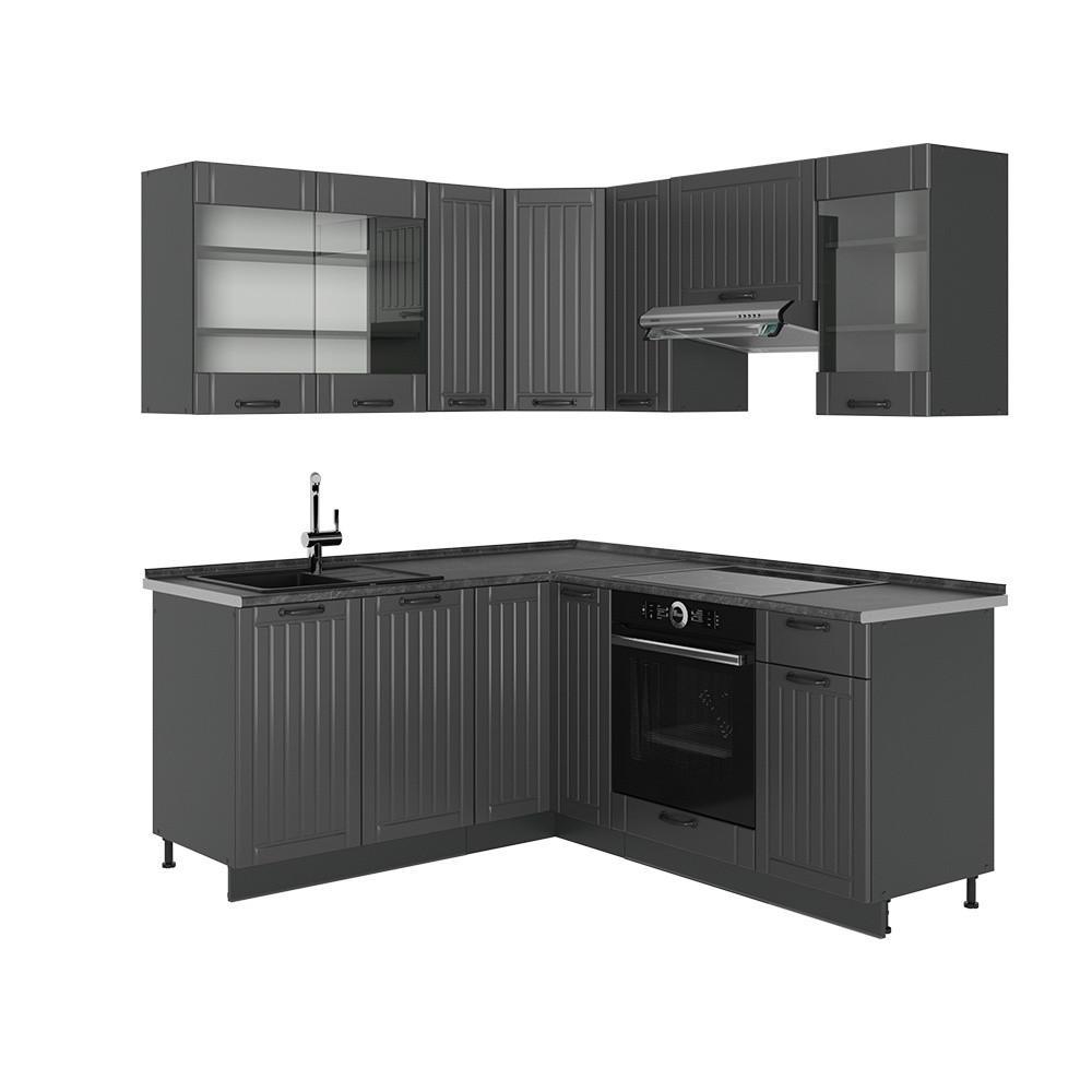 KUHINJA V OBLIKI ČRKE L Fame-Line, Temno siva/Antracit, 190 x 160 cm, DP Antracit - temno siva/antracit, leseni material (190/206.8/60cm) - Vicco