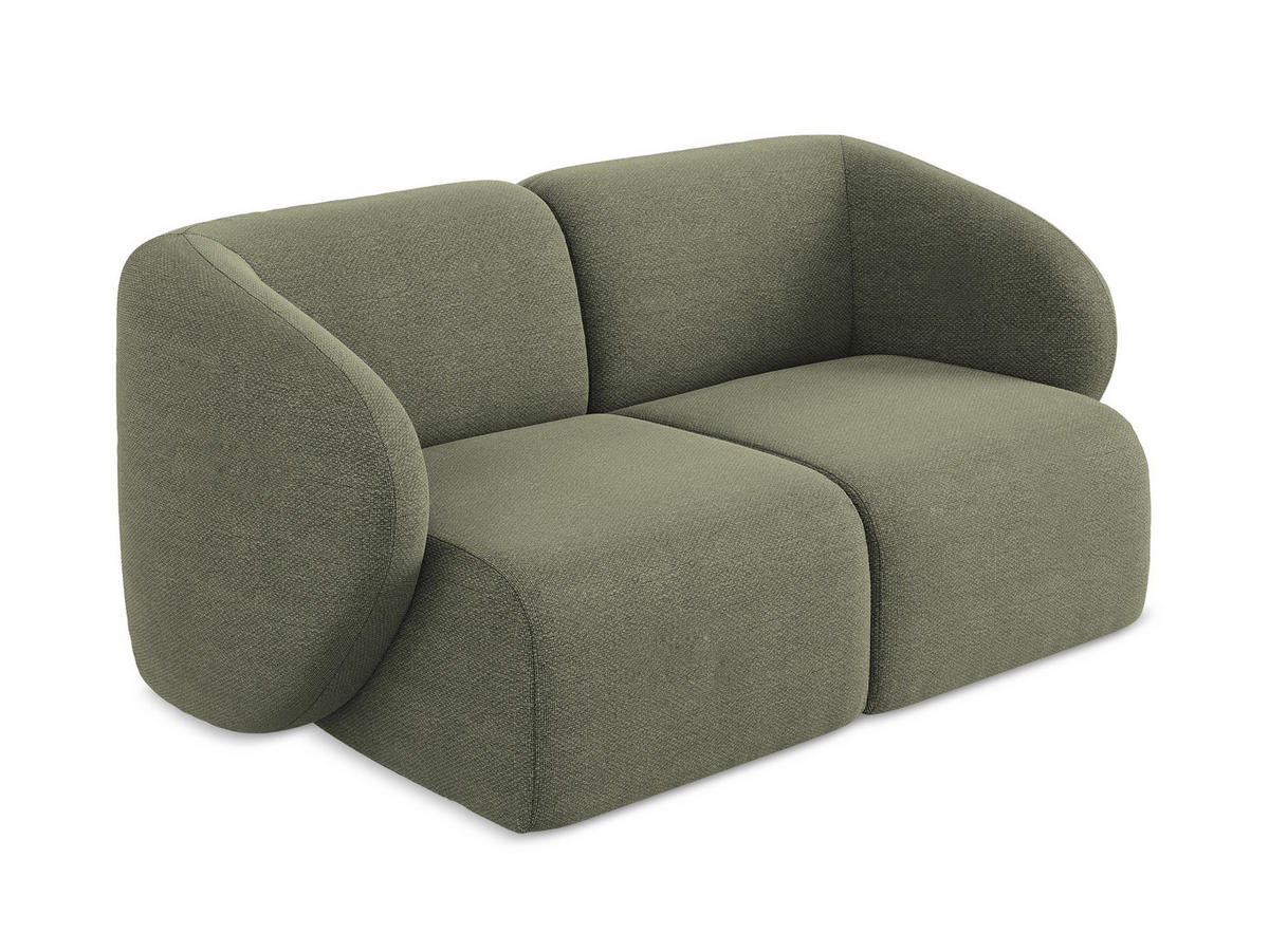 2-SITZER-SOFA Bouclé Stoff Grün - Schwarz/Olivgrün, Holzwerkstoff/Kunststoff (174/75/94cm) - Makamii