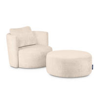 DREHSESSEL-SET RAGGI inkl. Sitzhocker, Chenille-Stoff, ecrue - Ecru, Textil (92/75/80cm) - KONSIMO®